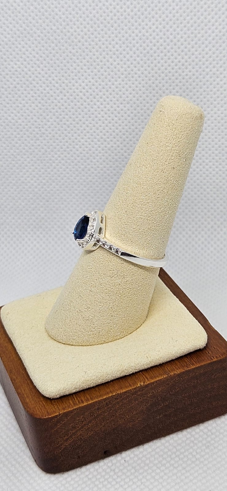 Anillo Plata 925 estilo gota azul. Talla 9 (Copia)