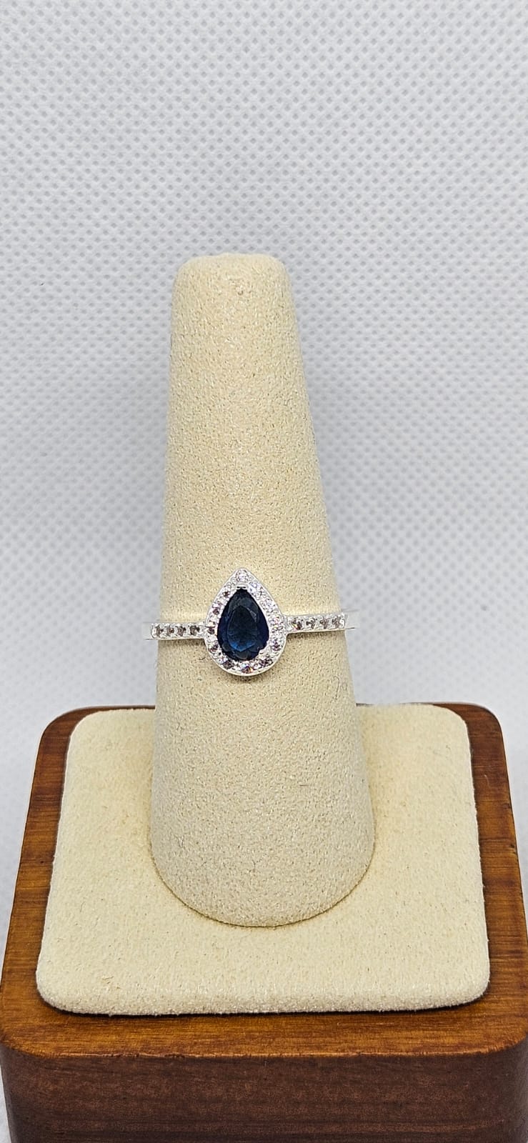 Anillo Plata 925 estilo gota azul. Talla 9 (Copia)